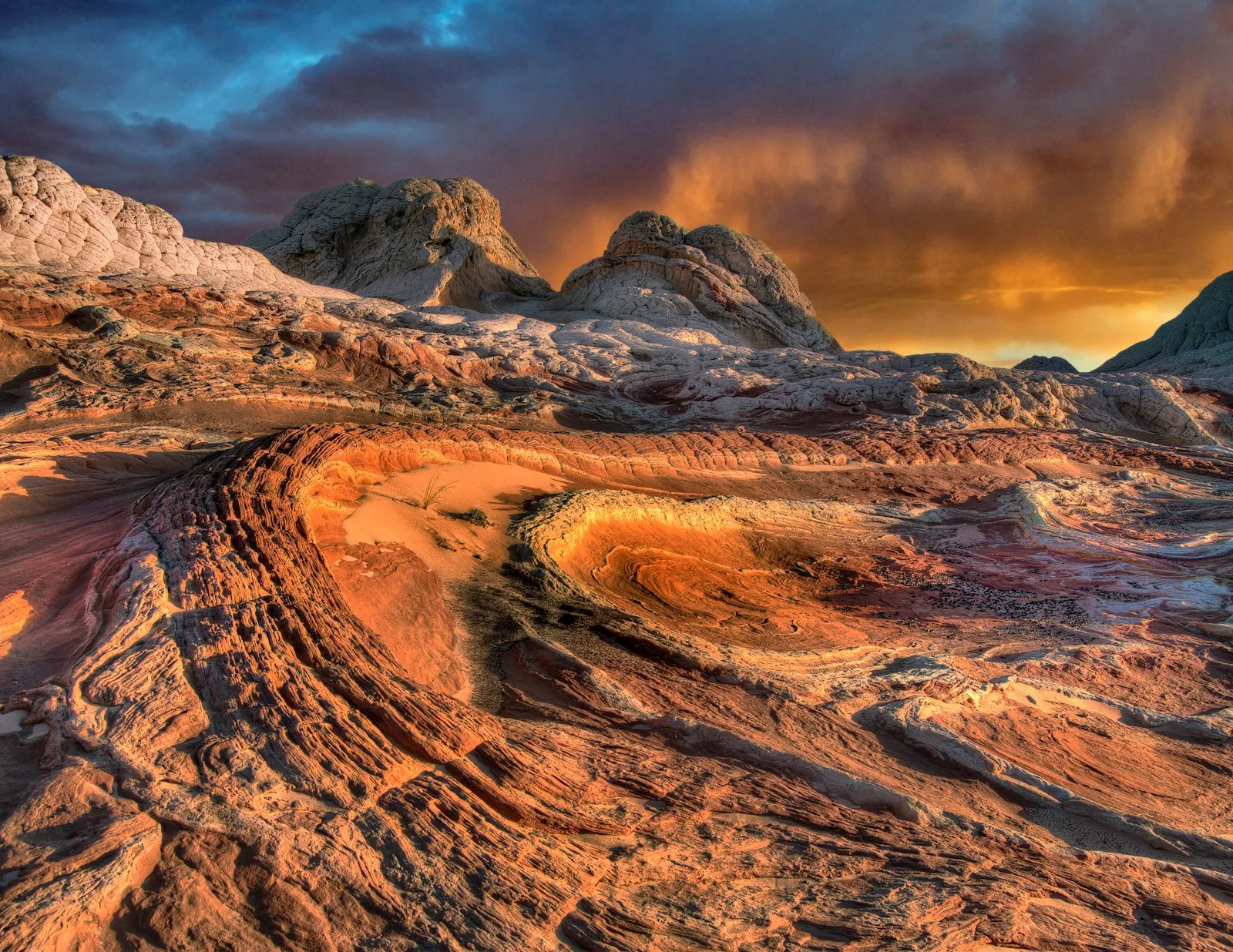 A pale desert landscape with distant mountains